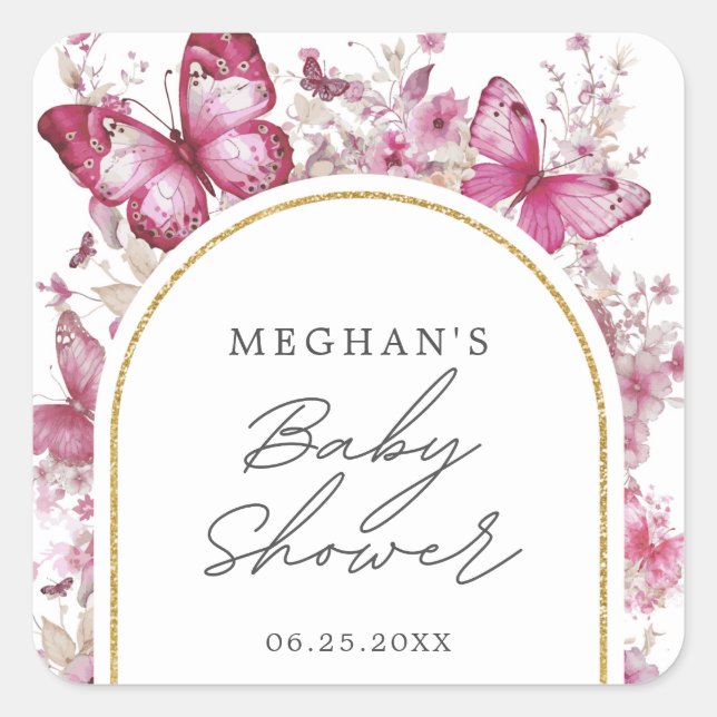 Butterfly Baby Shower Square Sticker (Front)