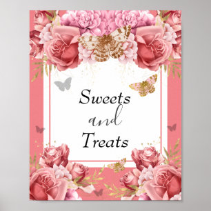 Butterfly Baby Shower Sweets and Treats Party Sign