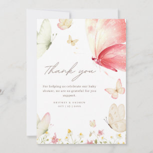Butterfly Baby Shower Thank You Card Girl Boho