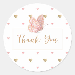 Butterfly Baby Shower Thank You Classic Round Sticker