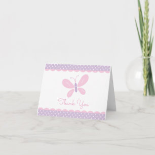 Butterfly Baby Shower Thank You purple pink Card