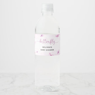Butterfly Baby Shower Water Bottle Label