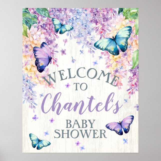 Butterfly Baby Shower Welcome Sign (Front)