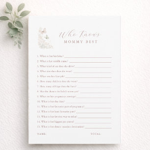 Butterfly Baby Shower Who Knows Mummy Best Card