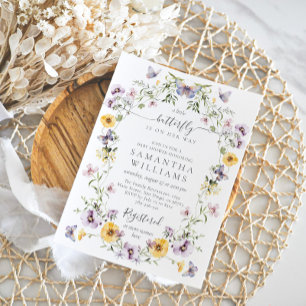 Butterfly Baby Shower Wildflower  Invitation