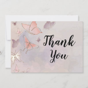  Butterfly background, pink  Thank You Card
