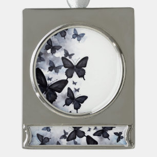 butterfly banner oranment silver plated banner ornament
