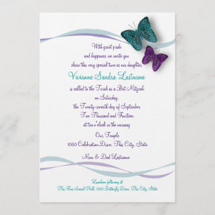 Butterfly Bat Mitzvah Invitation