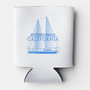 Butterfly Beach Coastal Nautical Sailing Sailor Can Cooler
