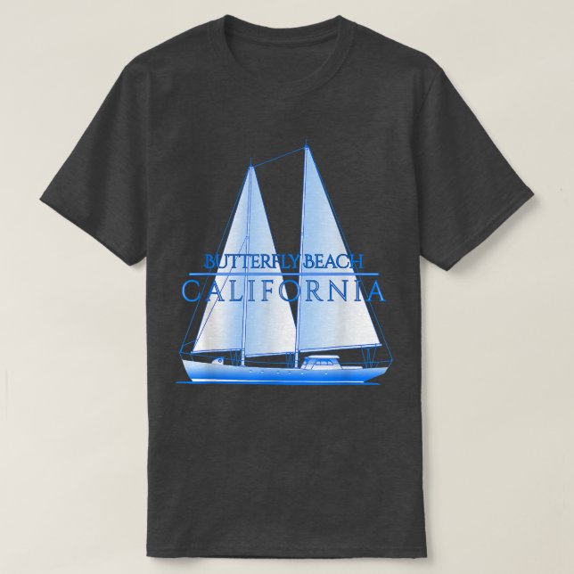 Butterfly Beach Coastal Nautical Sailing Sailor T- T-Shirt (Design Front)