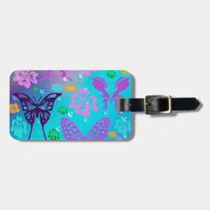 Butterfly Beautiful Aloha Hawaiian Blossom Wedding Luggage Tag