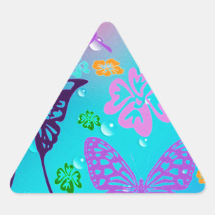 Butterfly Beautiful Aloha Hawaiian Blossom Wedding Triangle Sticker