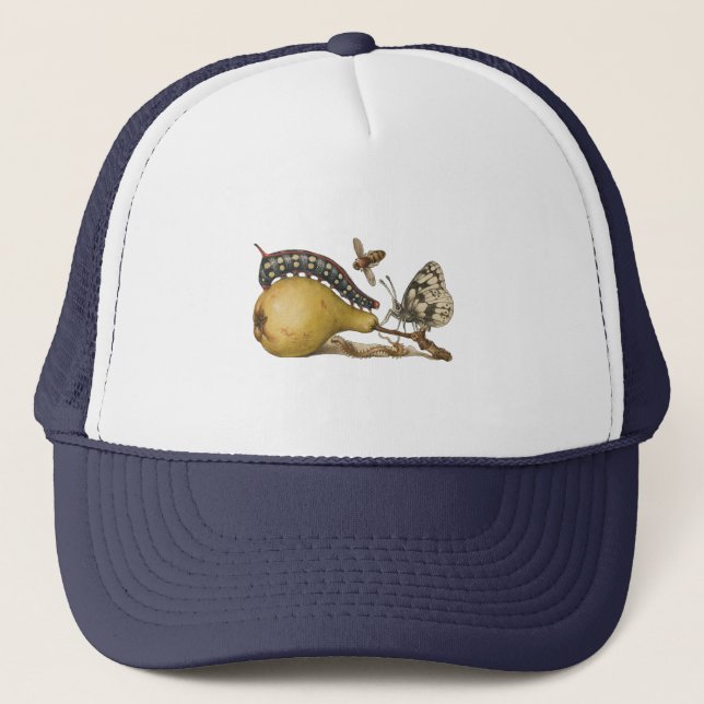 Butterfly Bee Fruit Insect Illustration Trucker Hat (Front)