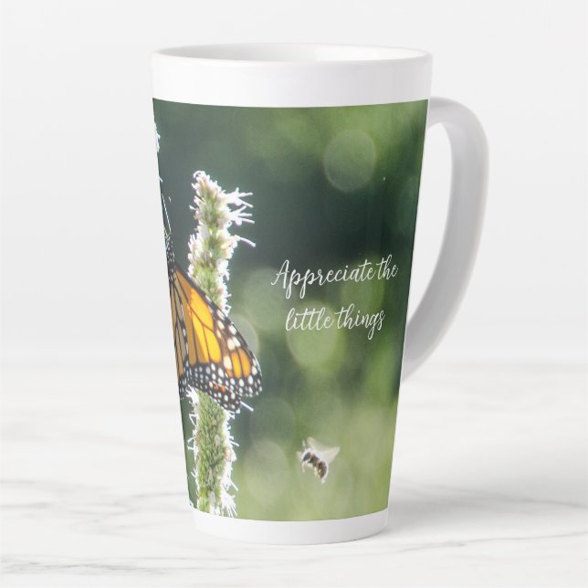 Butterfly & Bee Large Latte Mug (Right Angle)