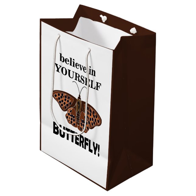 Butterfly Believe In Yourself Butterfly Medium Gift Bag (Front Angled)