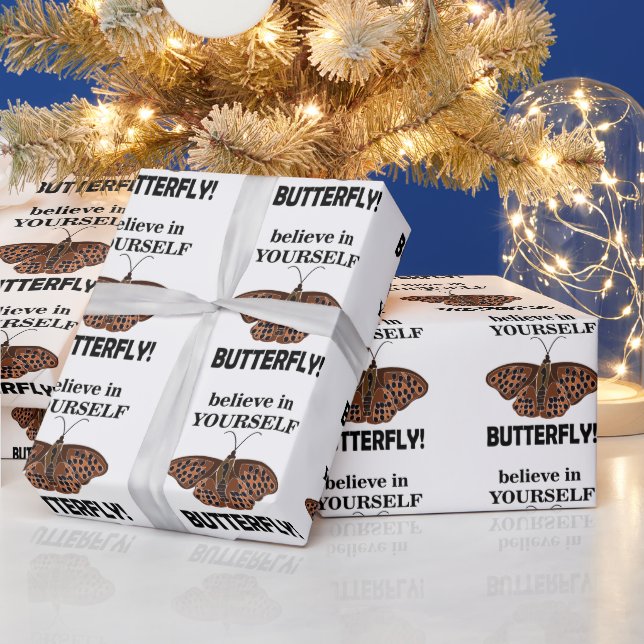 Butterfly Believe In Yourself Butterfly Wrapping Paper (Holidays)