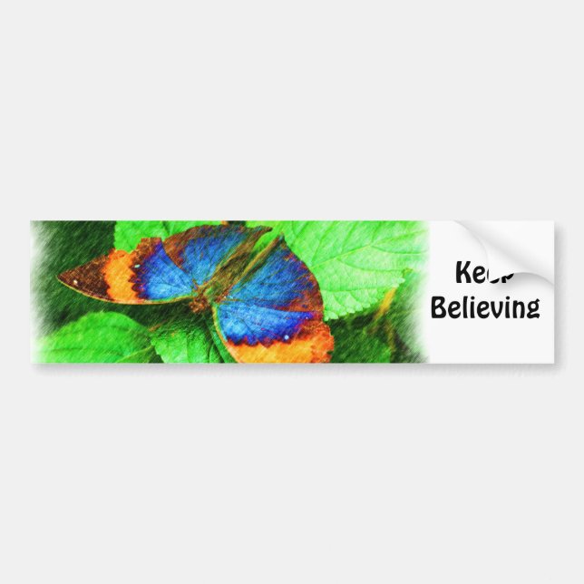 Butterfly Believe Inspirational Bumper Sticker (Front)