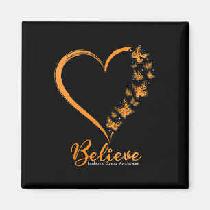 Butterfly Believe Leukaemia Awareness Orange Ribbo Magnet