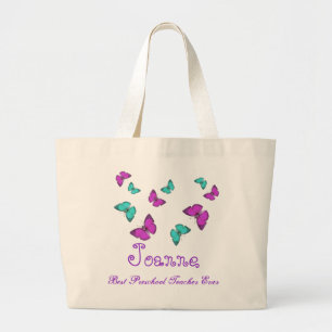 Butterfly Best Preschool Teacher Ever Gift Large Tote Bag