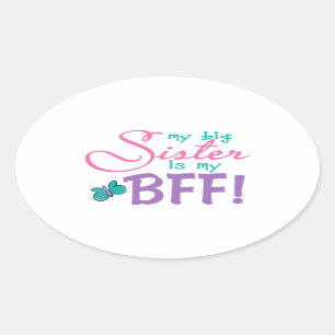 Butterfly Big Sister BFF Oval Sticker