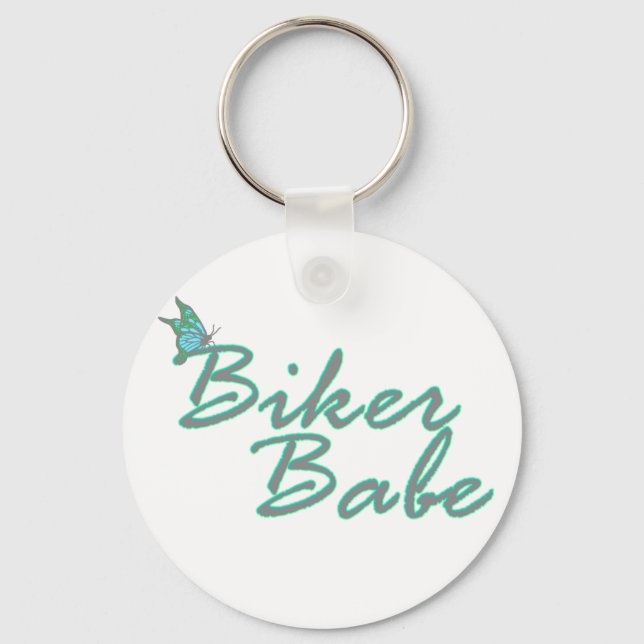 Butterfly Biker Babe Keychain (Front)