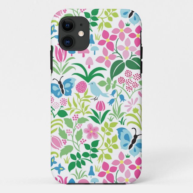 Butterfly, Bird, Flower Bright Pattern Case-Mate iPhone Case (Back)