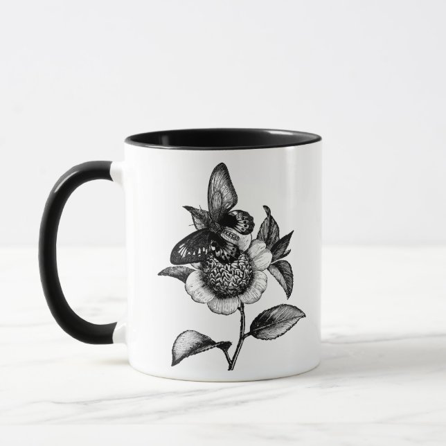 Butterfly Birds nature Illustration Art Mug (Left)