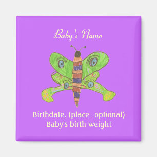 Butterfly birth announcement keepsake magnet