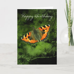 Butterfly Birthday Card - Orange Butterfly On Grun