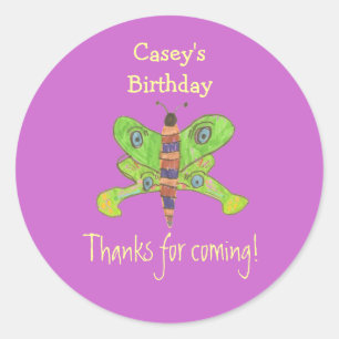 Butterfly birthday favour label