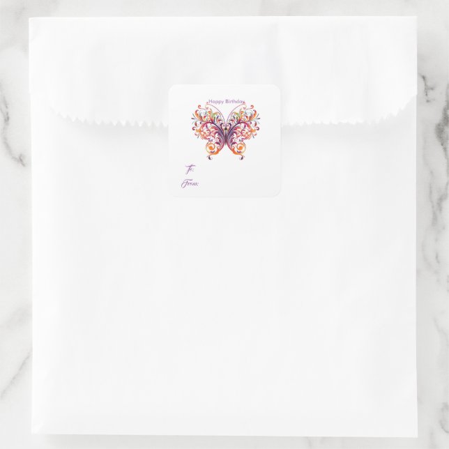 Butterfly Birthday Gift Tag Stickers (Bag)