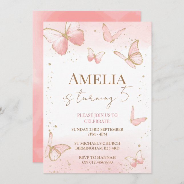 Butterfly Birthday Invitation (Front/Back)