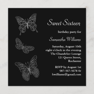 Butterfly Birthday Invitation (black)