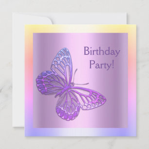 BUTTERFLY BIRTHDAY INVITATION purple new
