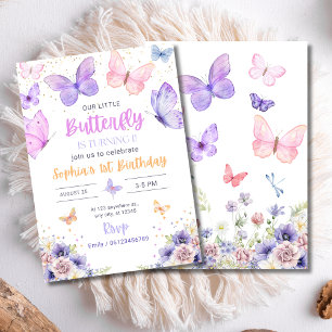 Butterfly Birthday Invitation, Wildflower Garden Invitation