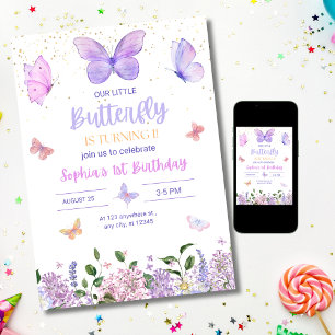 Butterfly Birthday Invitation, Wildflower Garden  Invitation
