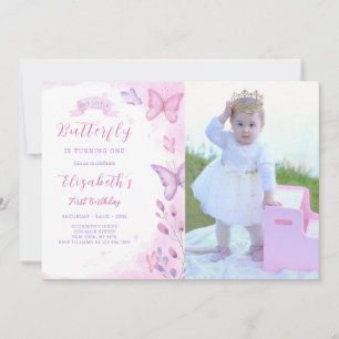 Butterfly Birthday Invitation With Photo