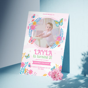 Butterfly Birthday Invitation with Photo