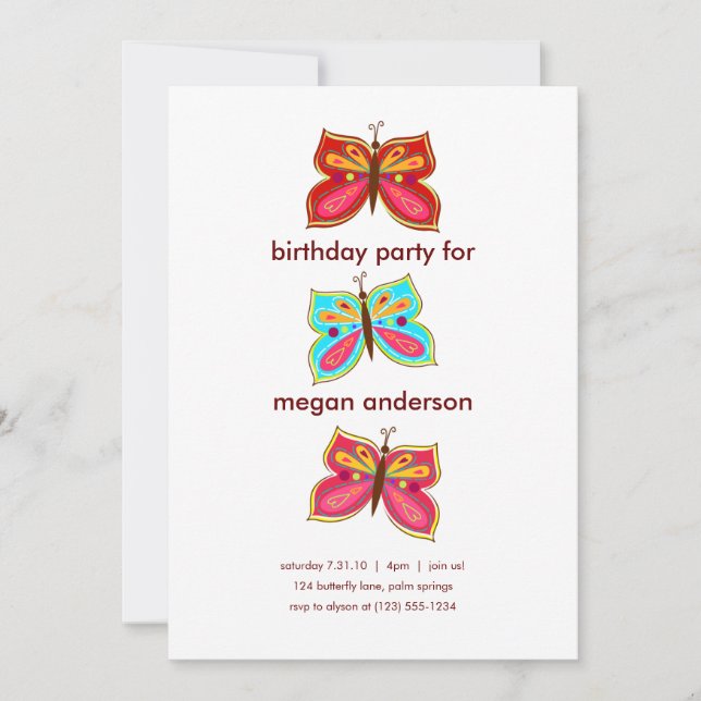 Butterfly Birthday Invitations (Front)