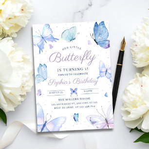 Butterfly Birthday Invite, Girls Butterflies Party Invitation