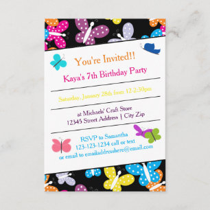Butterfly Birthday Party - 3x5 Invitation