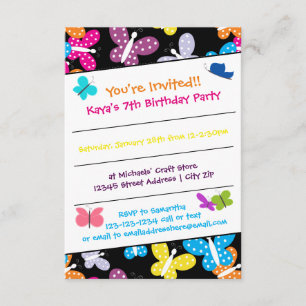 Butterfly Birthday Party - 3x5 Invitation