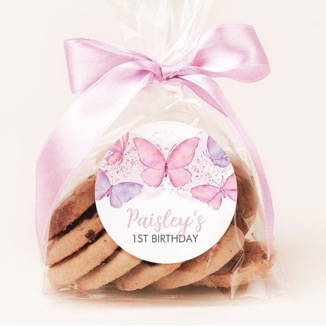 Butterfly Birthday Party Cupcake Stickers Girl 1st (Creator Uploaded)