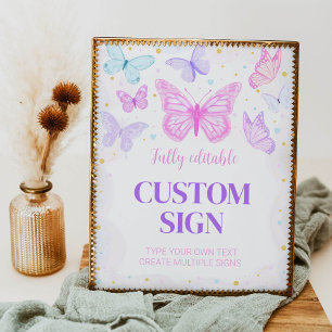 Butterfly Birthday Party Custom Table Sign