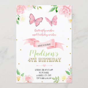 Butterfly birthday party invitation