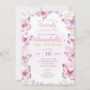 Butterfly Birthday Party Invite Pink Butterflies