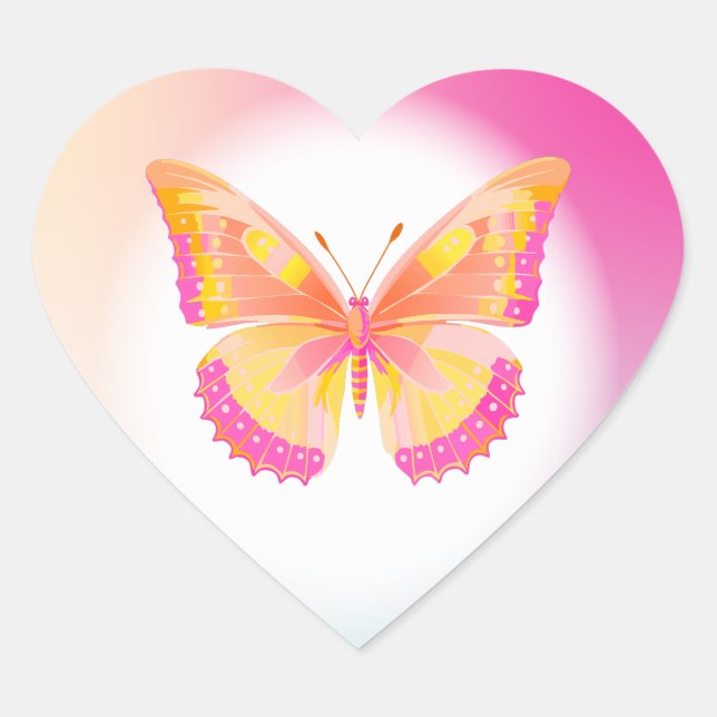 Butterfly Birthday Party Kids Colourful  Heart Sticker (Front)