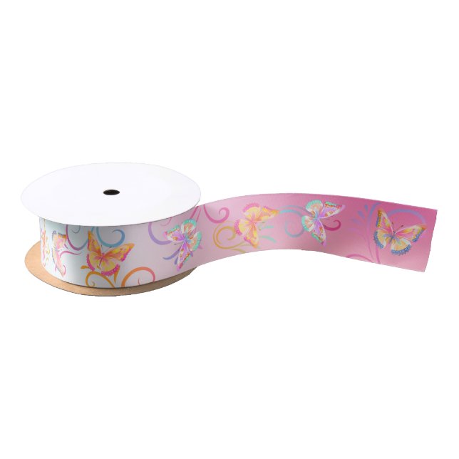 Butterfly Birthday Party Kids Colourful  Satin Ribbon (Spool)