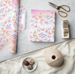 Butterfly Birthday Party Kids Colourful  Wrapping Paper
