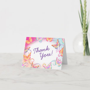 Butterfly Birthday Party Kids Thank You Card